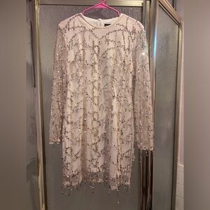 PrettyLittleThing Cream Sequin Dress Juniors Size 8